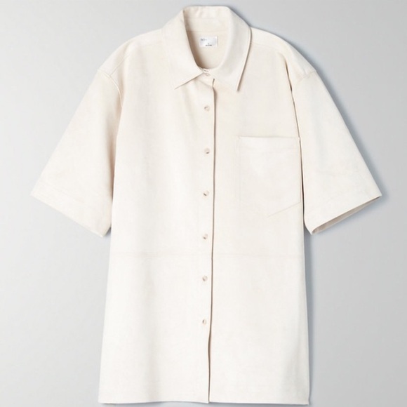 Aritzia Le Fou Wilfred 100% suede button up 🤎🤍🤎 - Picture 1 of 3